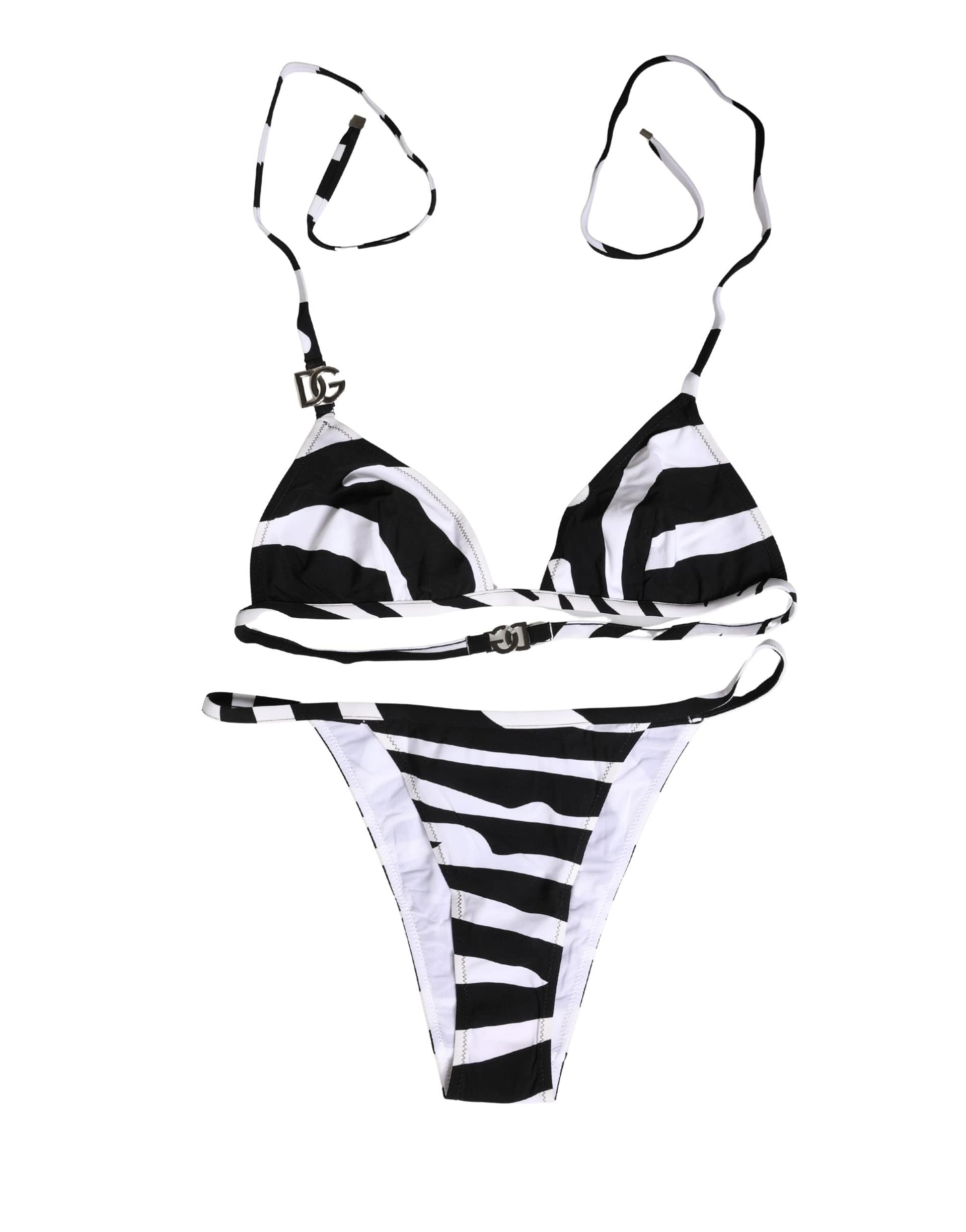 Dolce & Gabbana Black White Zebra Bikini Top Bottom Swimwear - Image 2
