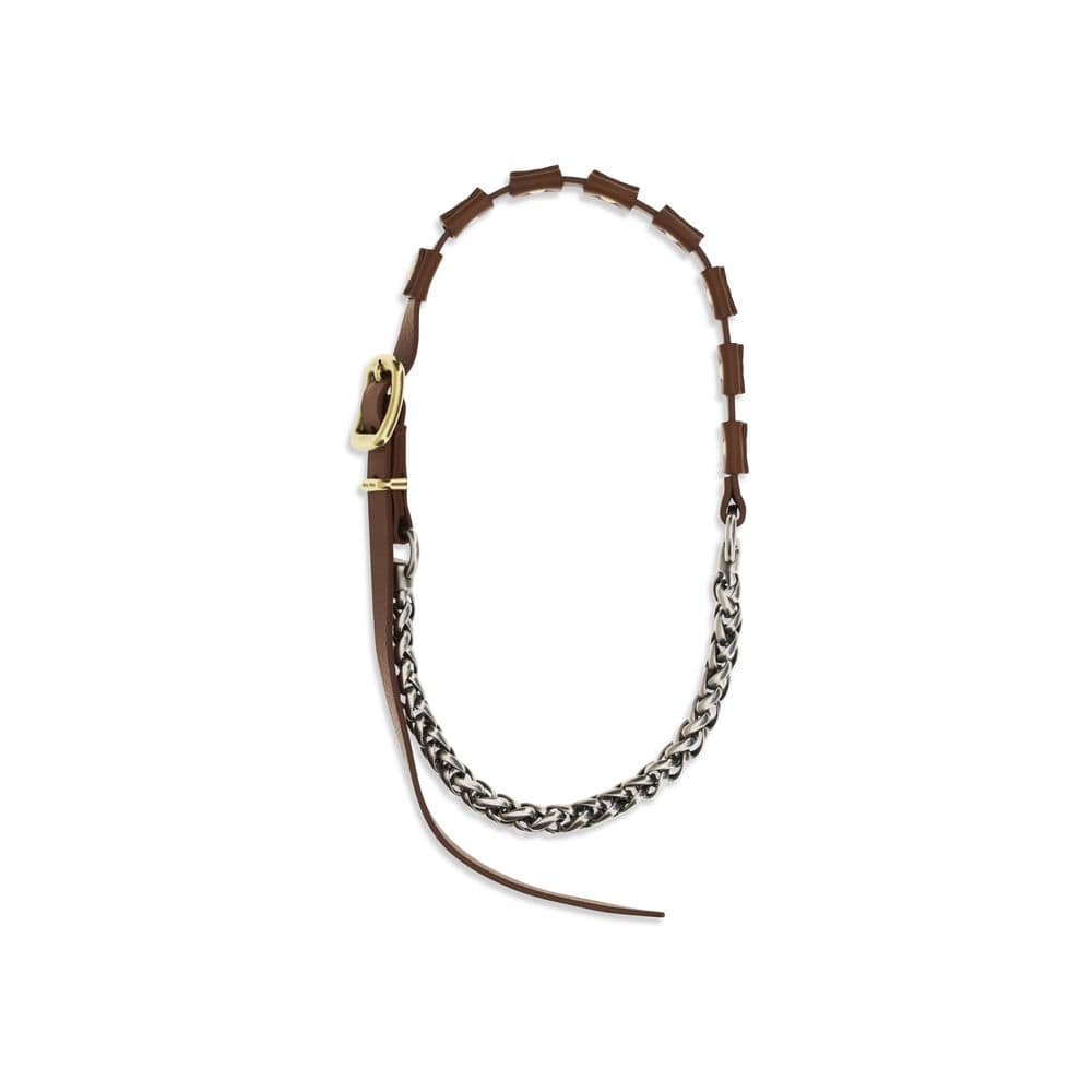 Miu Miu Brown Calf Leather Bos Taurus Necklace - Image 2