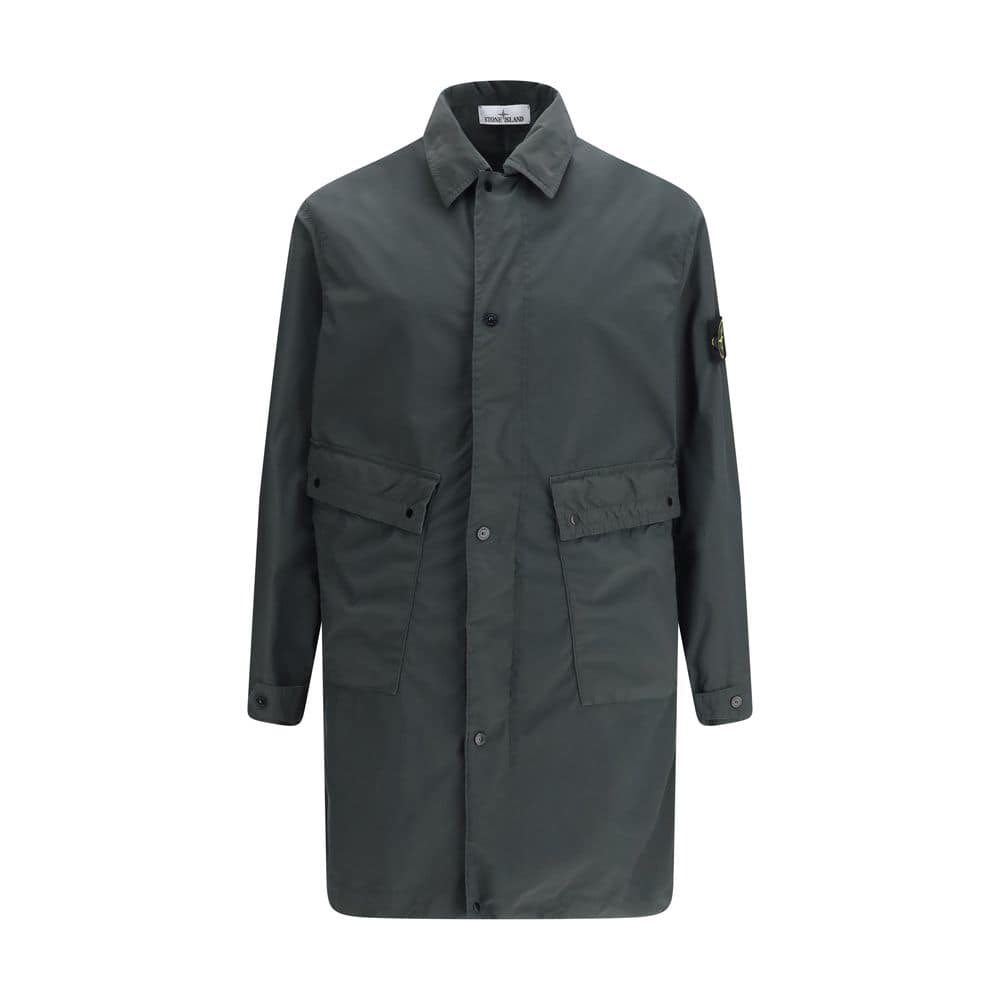 Stone Island Gray Polyester Coat