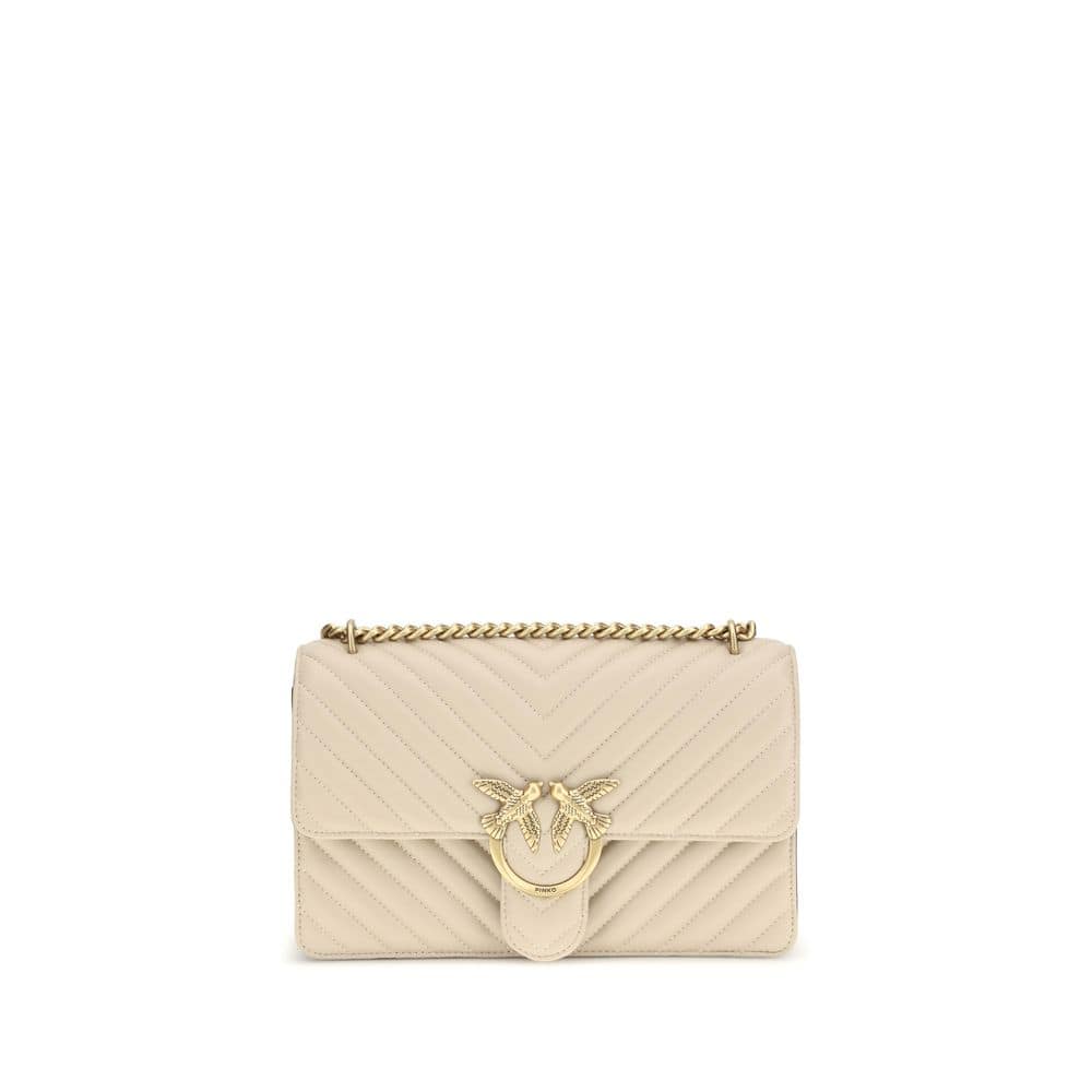 PINKO Beige Calf Leather Bos Taurus Shoulder Bag