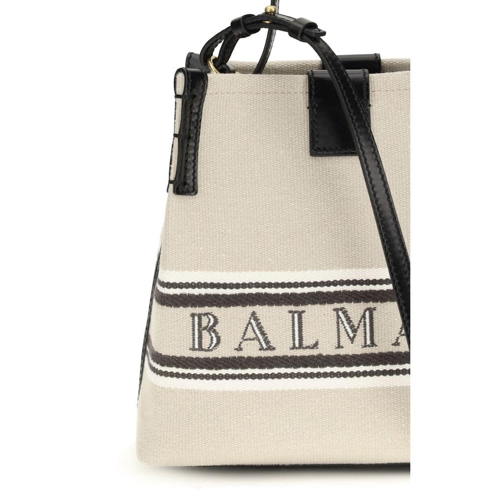 Balmain Beige Cotton Shoulder Bag - Image 4