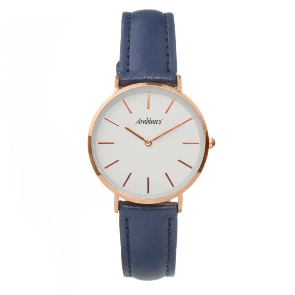 ARABIANS Blue Leather Dress Watch