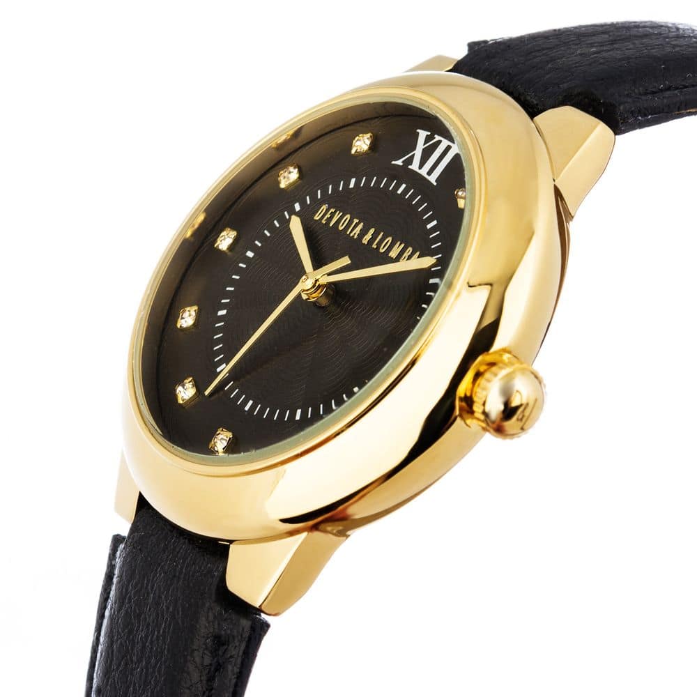 DEVOTA & LOMBA Black Leather Dress Watch - Image 2