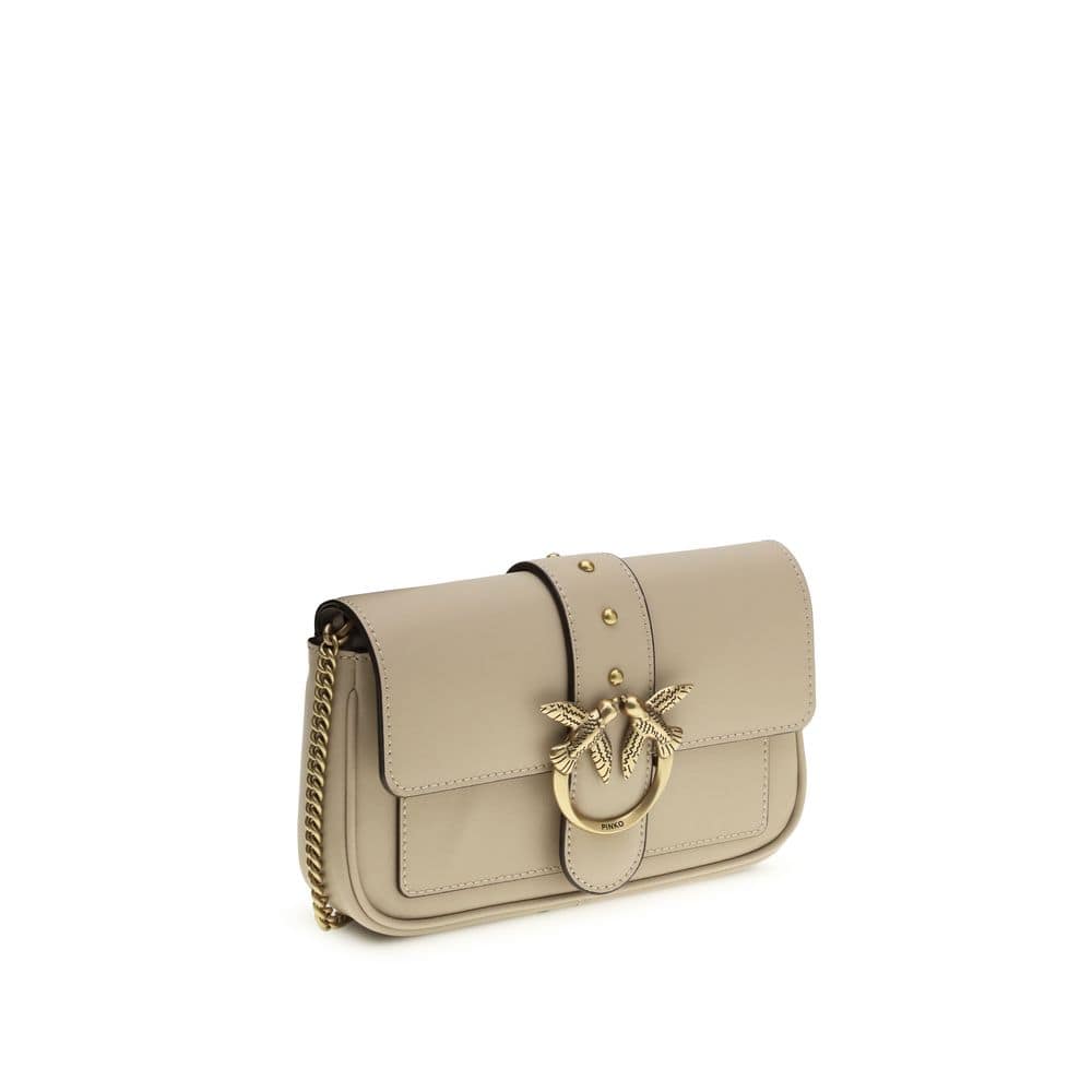 PINKO Beige Calf Leather Bos Taurus Shoulder Bag - Image 2