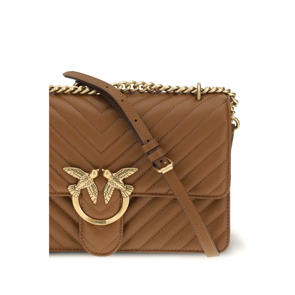 PINKO Brown Calf Leather Bos Taurus Shoulder Bag - Image 4