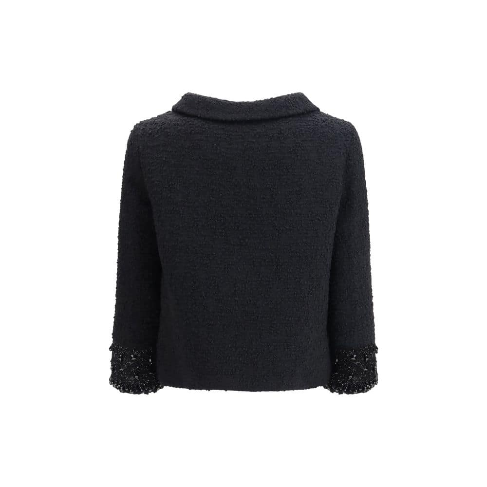 Valentino Black Fleece Wool Coat - Image 2