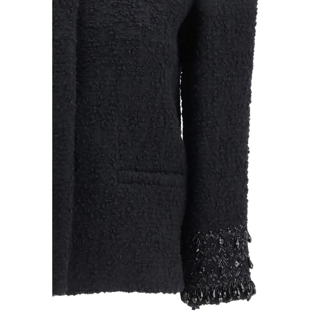 Valentino Black Fleece Wool Coat - Image 3