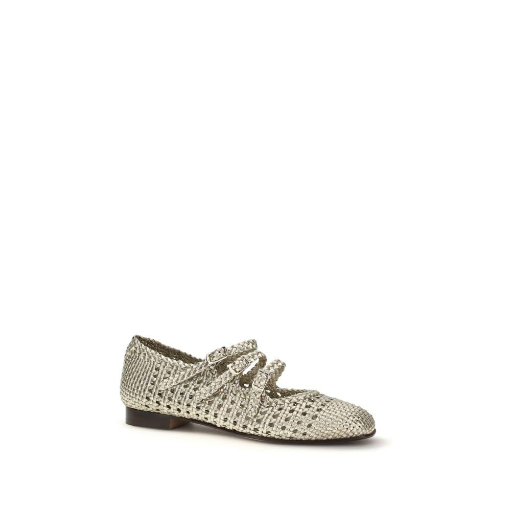 Carel Paris Silver Calf Leather Bos Taurus Ballet Flats - Image 2