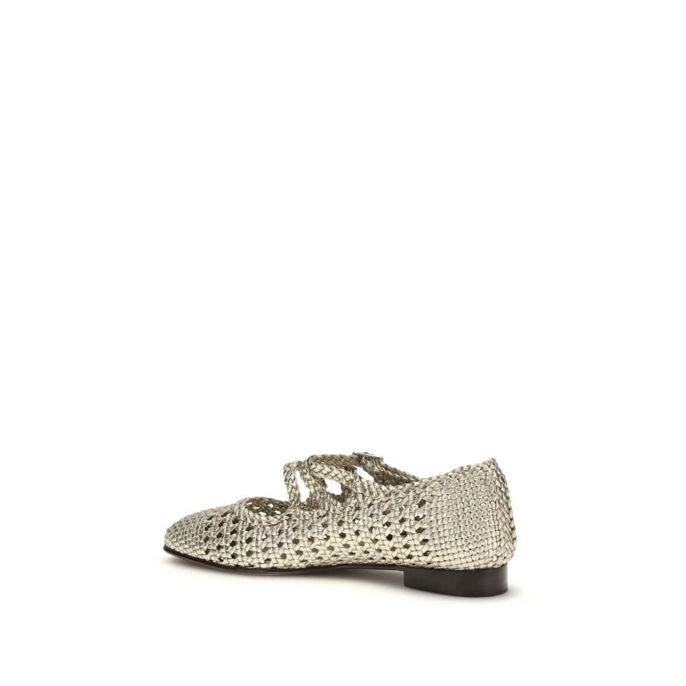 Carel Paris Silver Calf Leather Bos Taurus Ballet Flats - Image 3