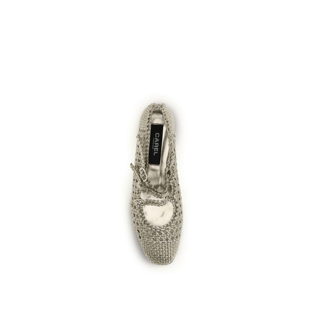 Carel Paris Silver Calf Leather Bos Taurus Ballet Flats - Image 4