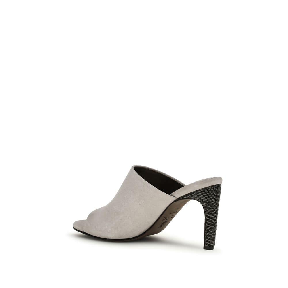 Brunello Cucinelli Gray Calf Leather Bos Taurus Mules - Image 3