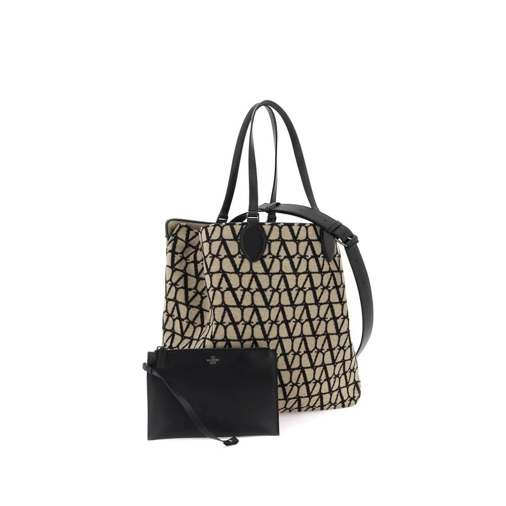 Valentino Garavani Beige Wool Tote Bag - Image 3