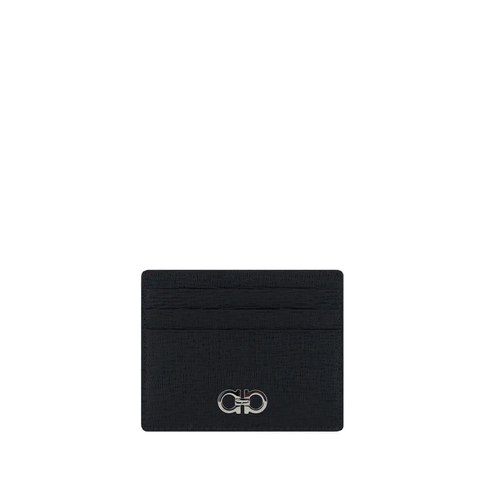 Ferragamo Black Calf Leather Bos Taurus Wallet