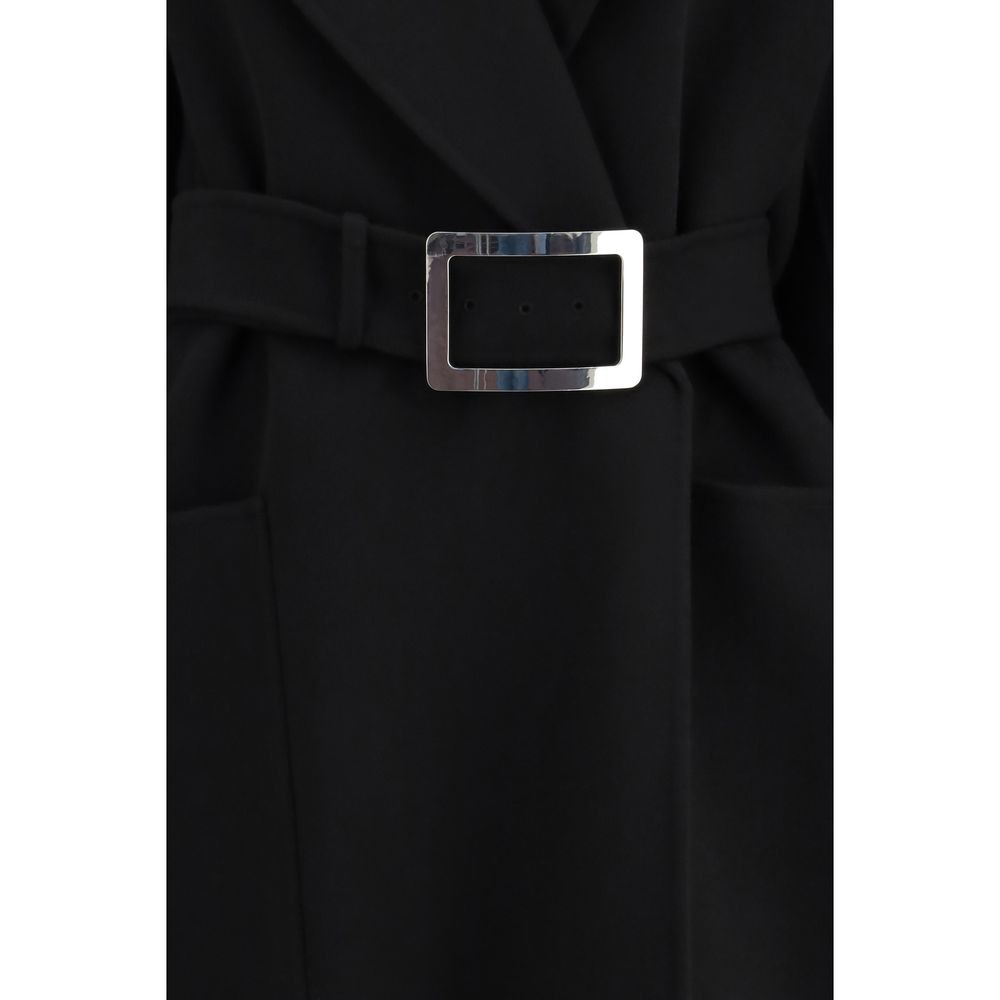 Max Mara Black Fleece Wool Coat - Image 3
