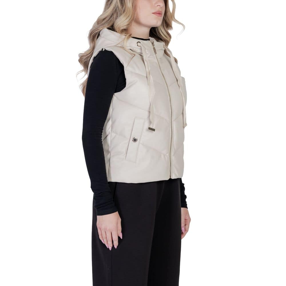 Morgan De Toi Cream Polyethylene Sleveless Jacket - Image 4