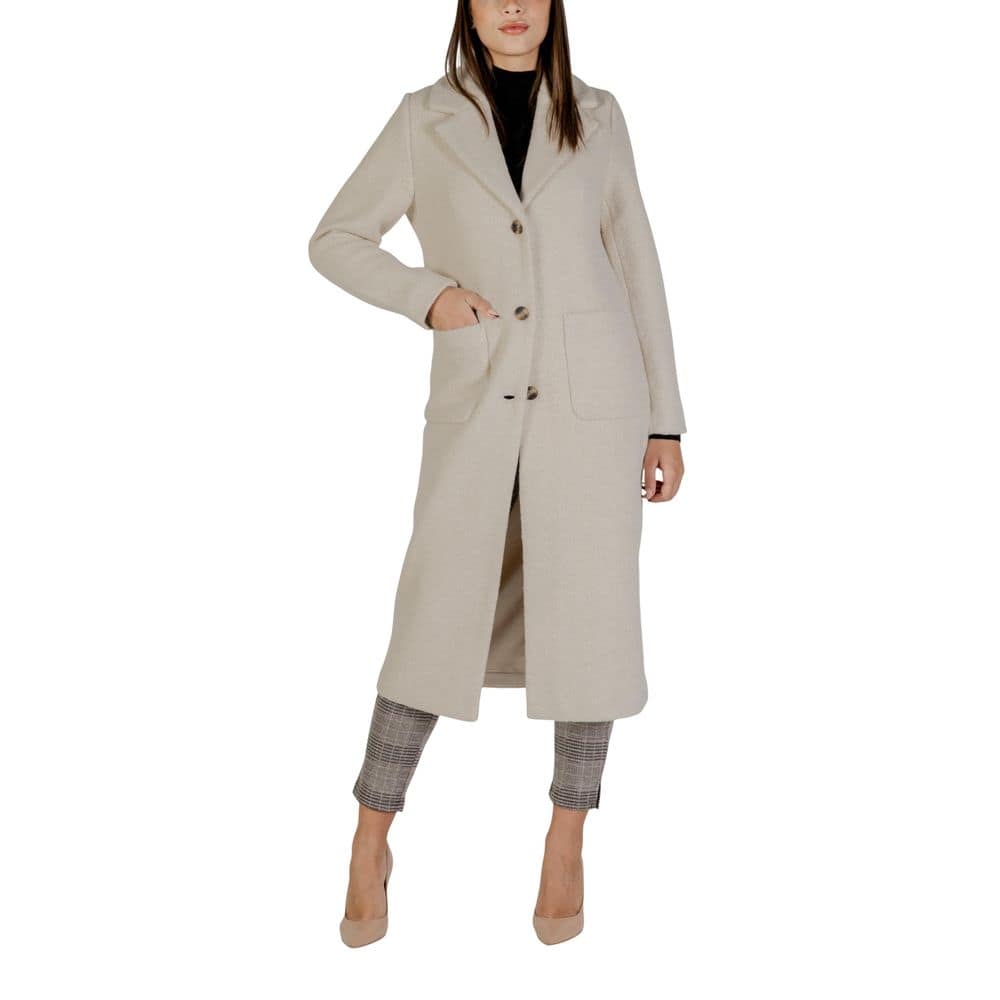 ICHI Cream Wool Coat - Image 2