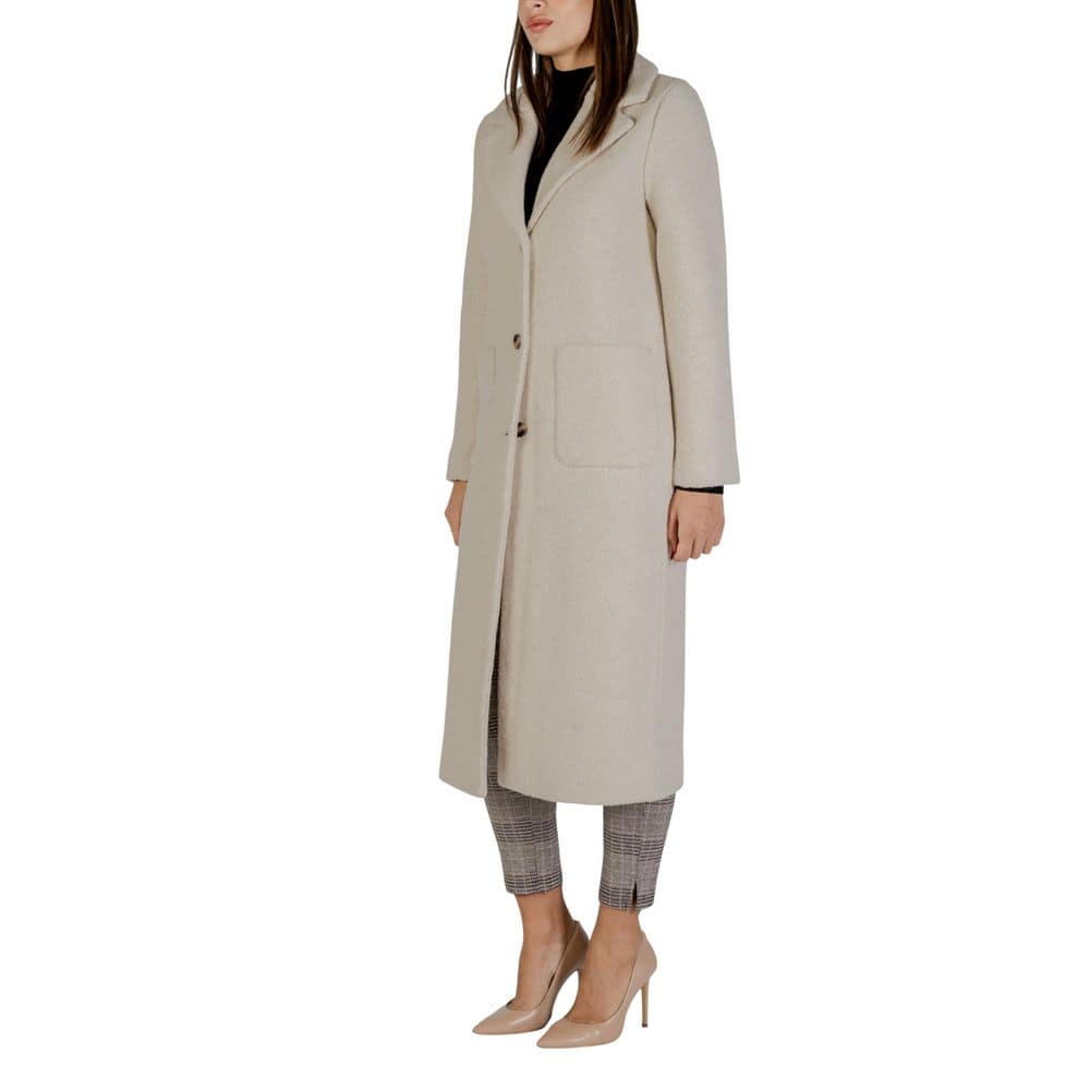ICHI Cream Wool Coat - Image 3