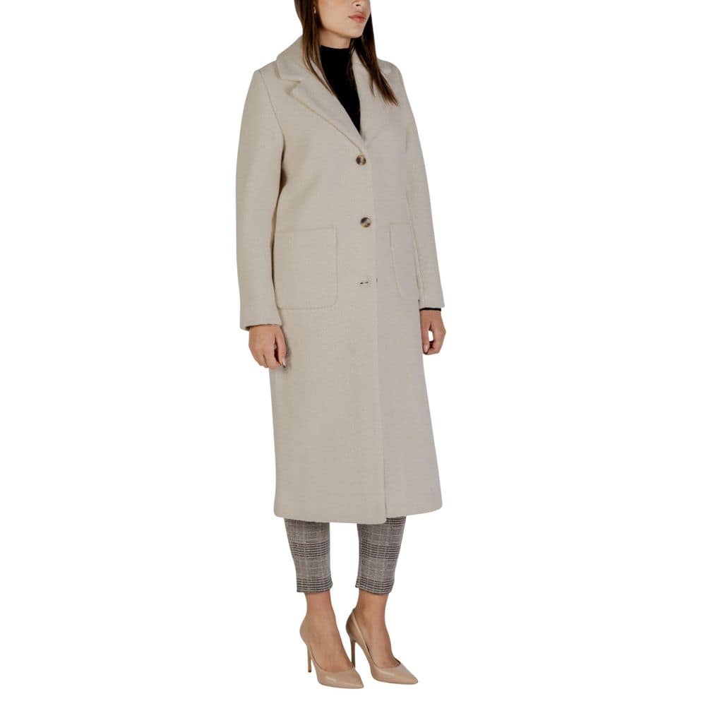 ICHI Cream Wool Coat - Image 5