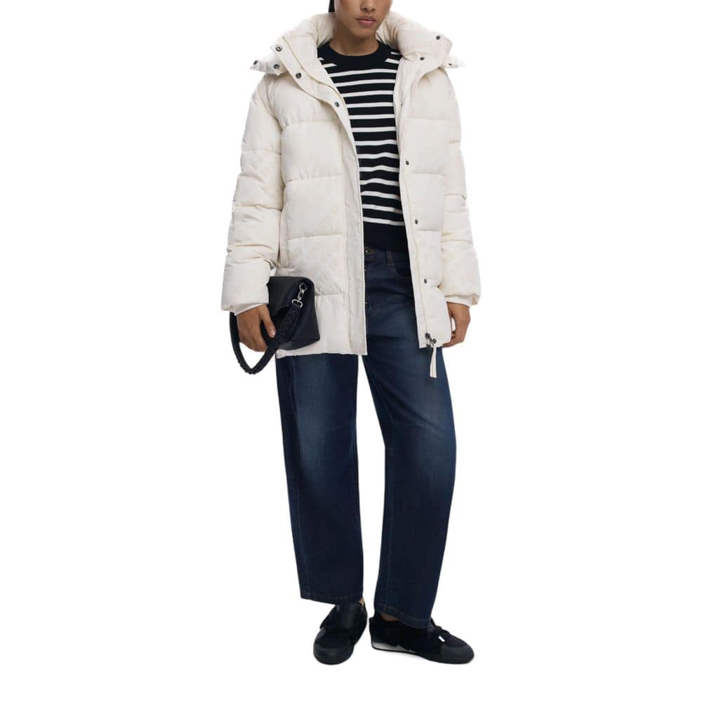 Desigual Cream Polyester Coat - Image 3