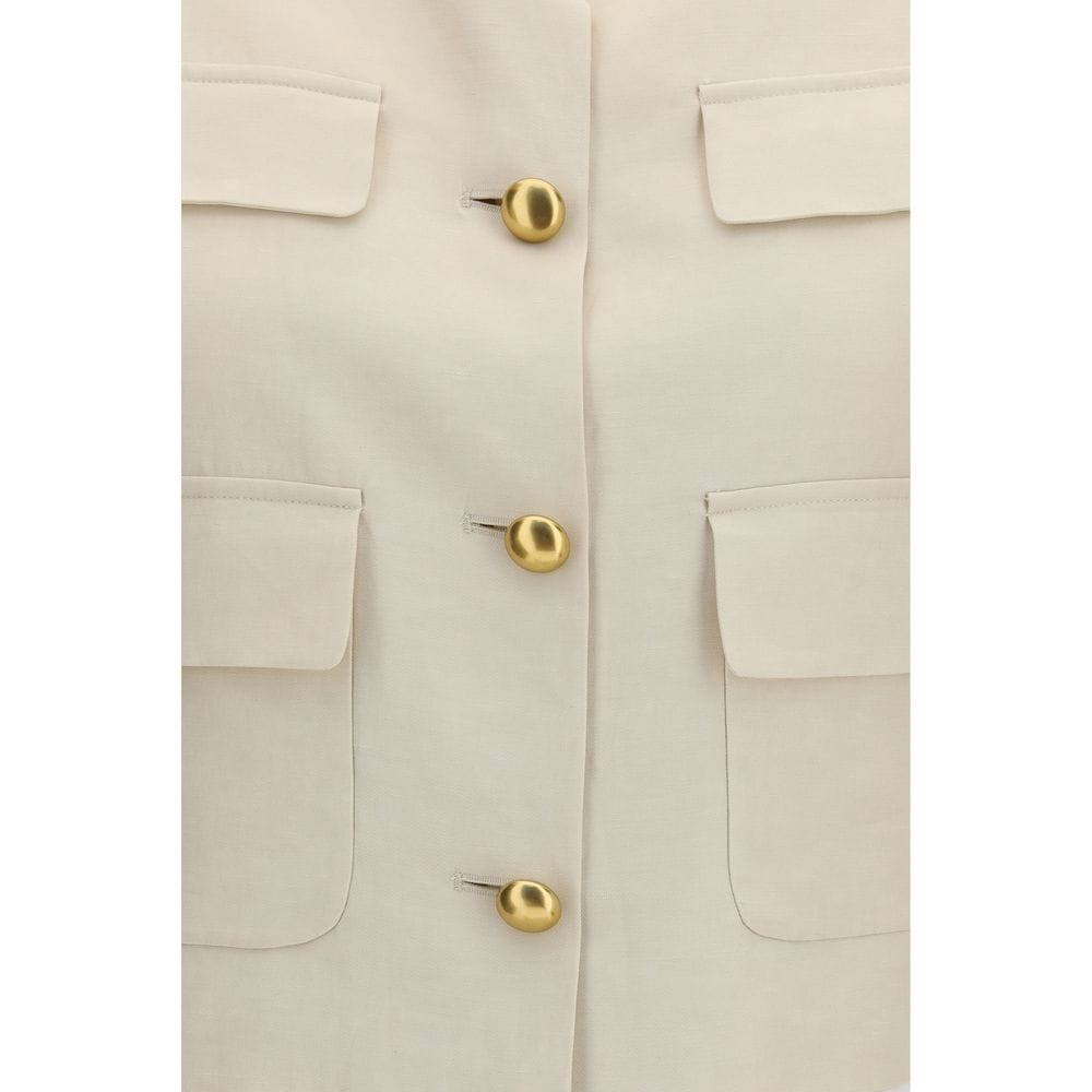 P.A.R.O.S.H. Beige Wool Sleveless Jacket - Image 3