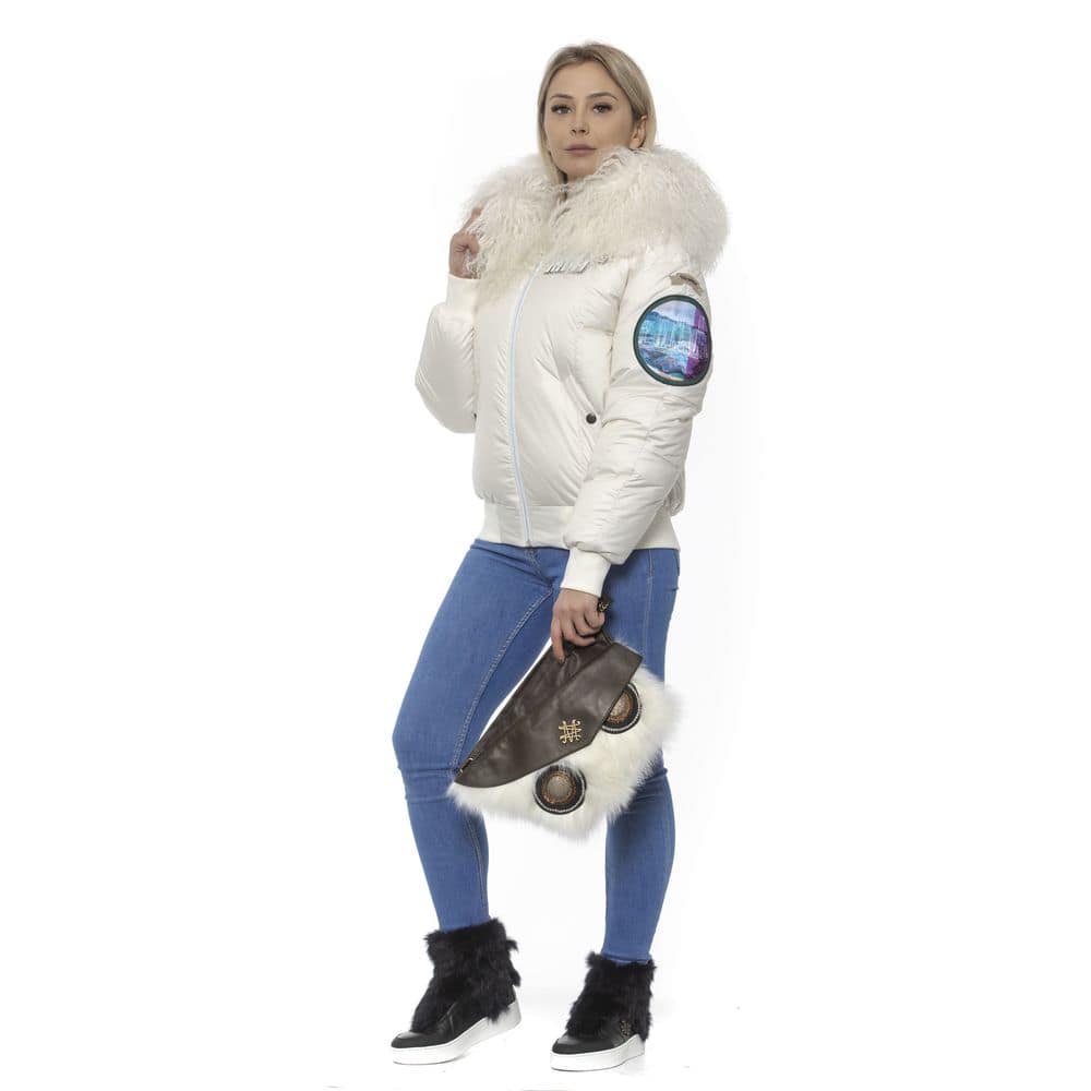 Mr&Mrs Italy White Polyester Women Bomber Jacket - Image 4