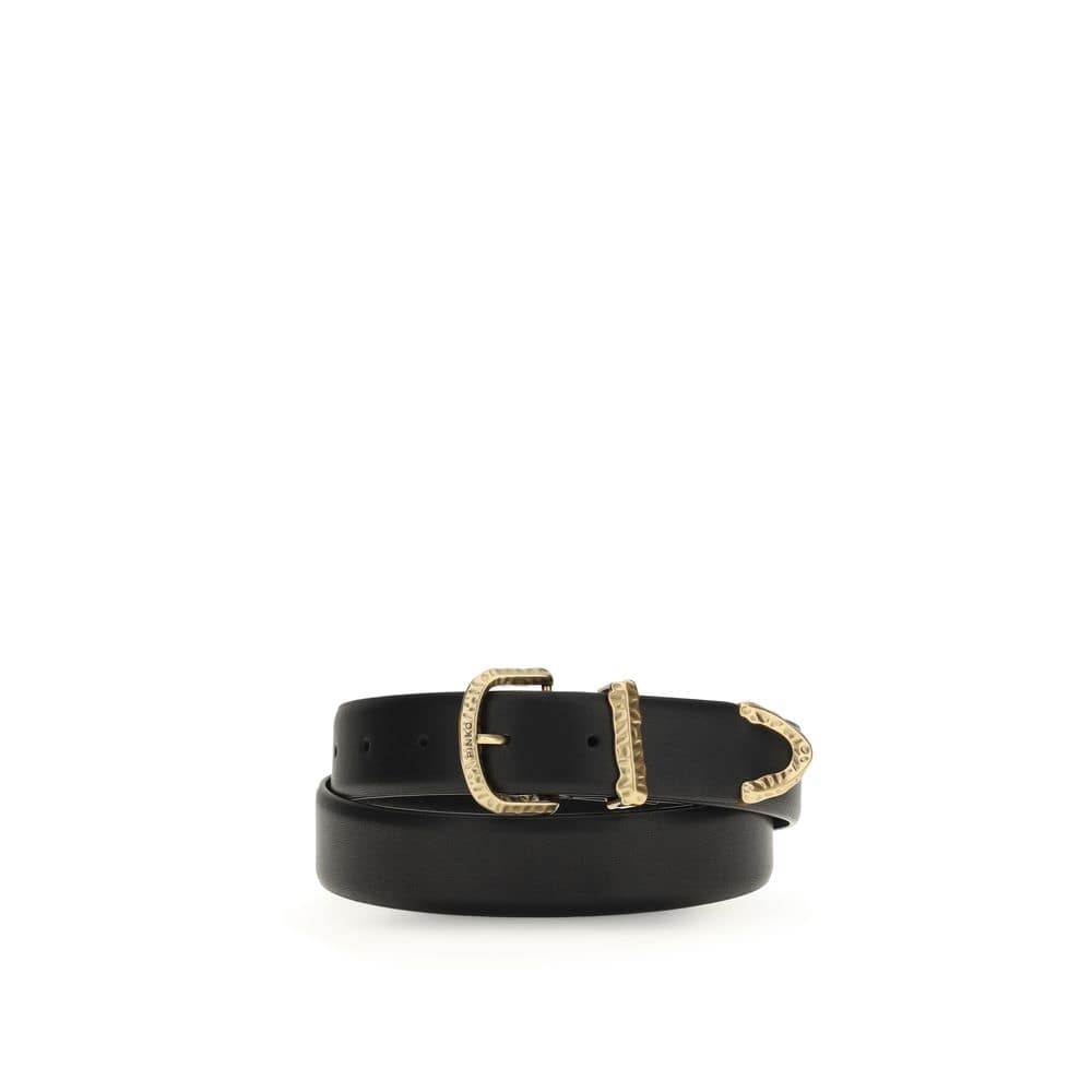 PINKO Black Calf Leather Bos Taurus Regular Belt