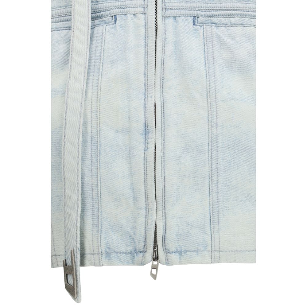 Diesel Blue Cotton Biker Jacket - Image 3