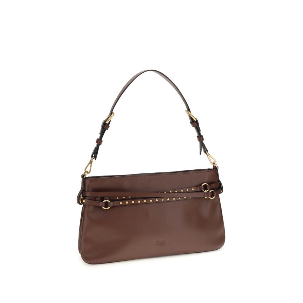 PINKO Brown Calf Leather Bos Taurus Shoulder Bag - Image 3