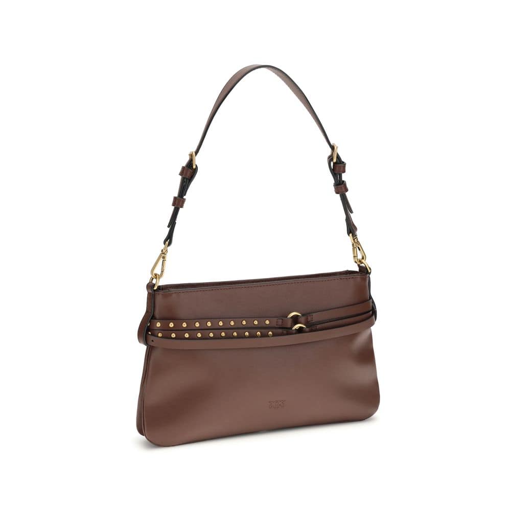 PINKO Brown Calf Leather Bos Taurus Shoulder Bag - Image 3