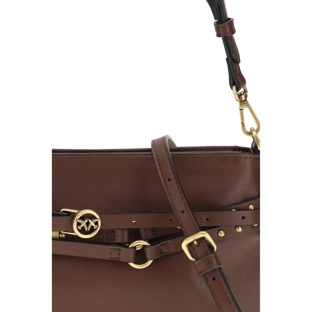 PINKO Brown Calf Leather Bos Taurus Shoulder Bag - Image 4