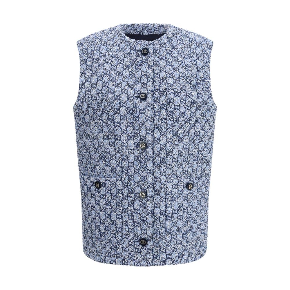 Gucci Blue Cotton Sleveless Jacket