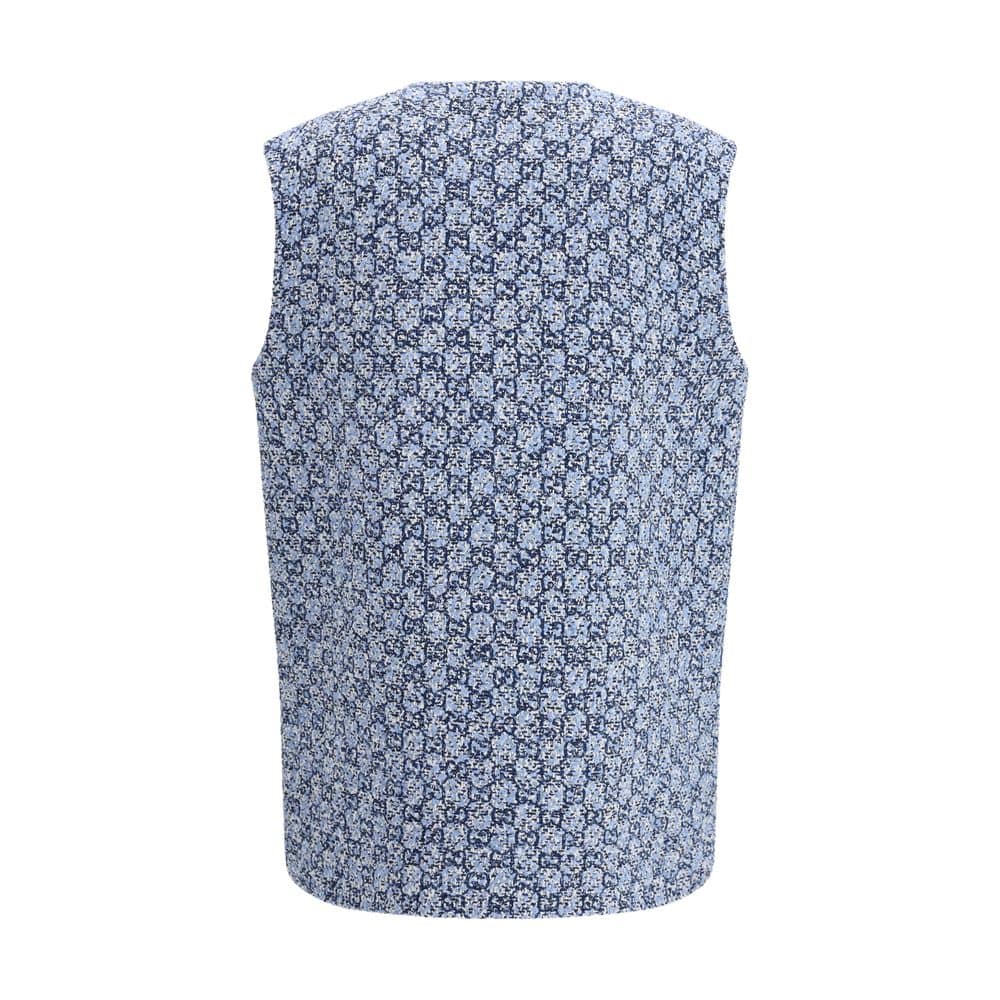 Gucci Blue Cotton Sleveless Jacket - Image 2
