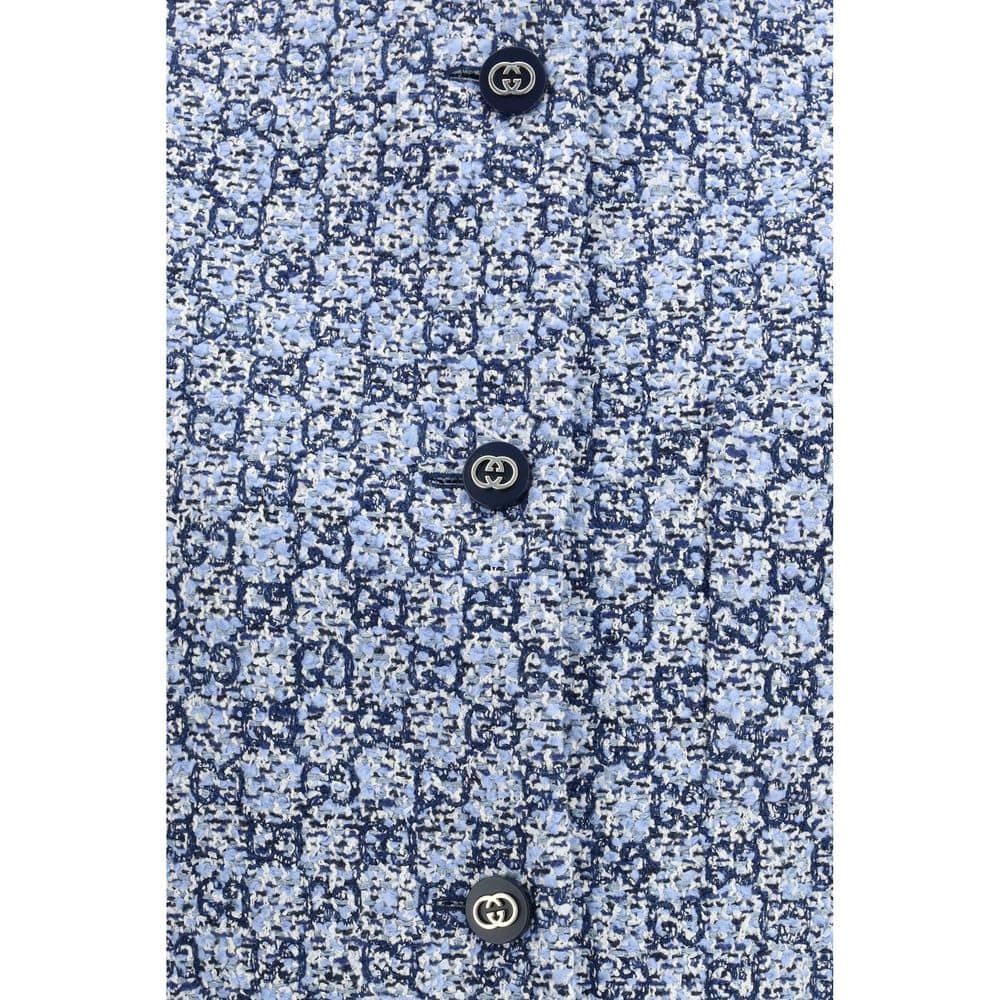 Gucci Blue Cotton Sleveless Jacket - Image 3