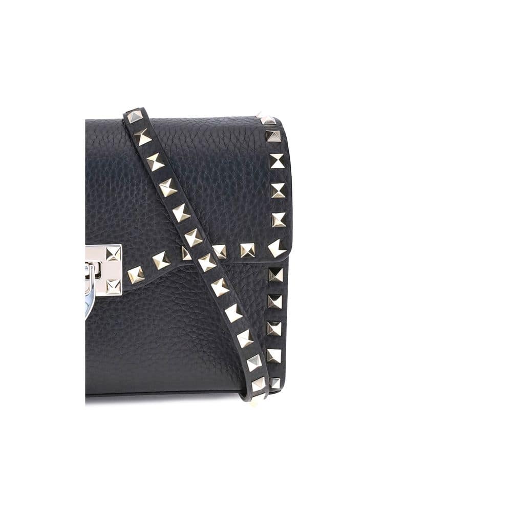 Valentino Garavani Black Calf Leather Bos Taurus Shoulder Bag - Image 4