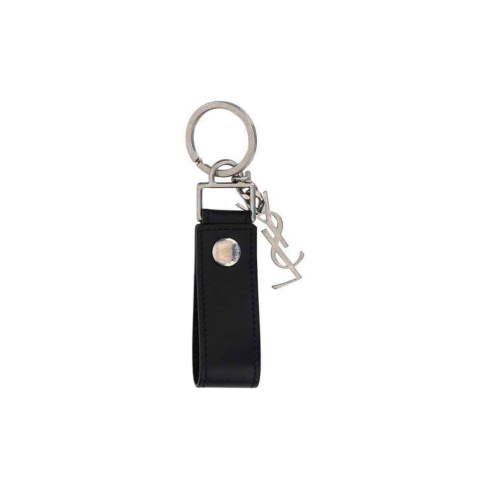 Saint Laurent Black Calf Leather Bos Taurus Keychain - Image 2