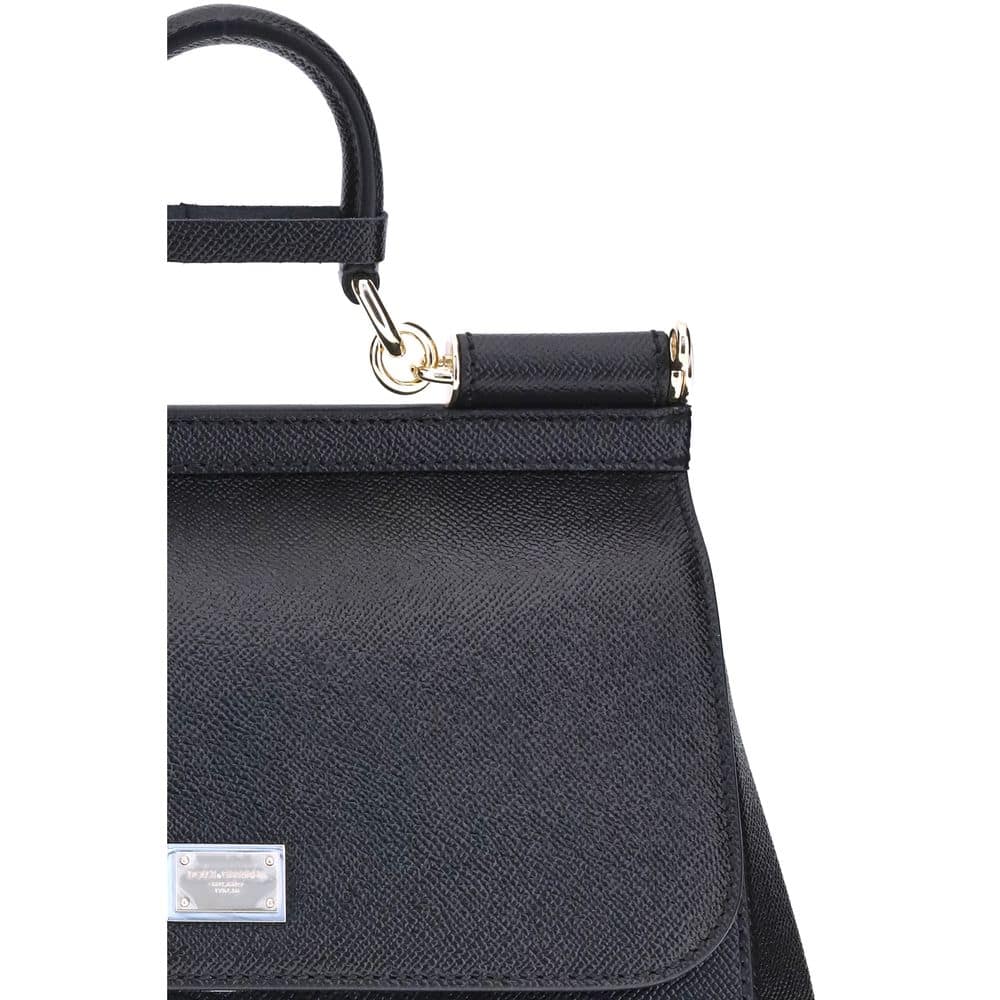 Dolce & Gabbana Black Calf Leather Bos Taurus Handbag - Image 4