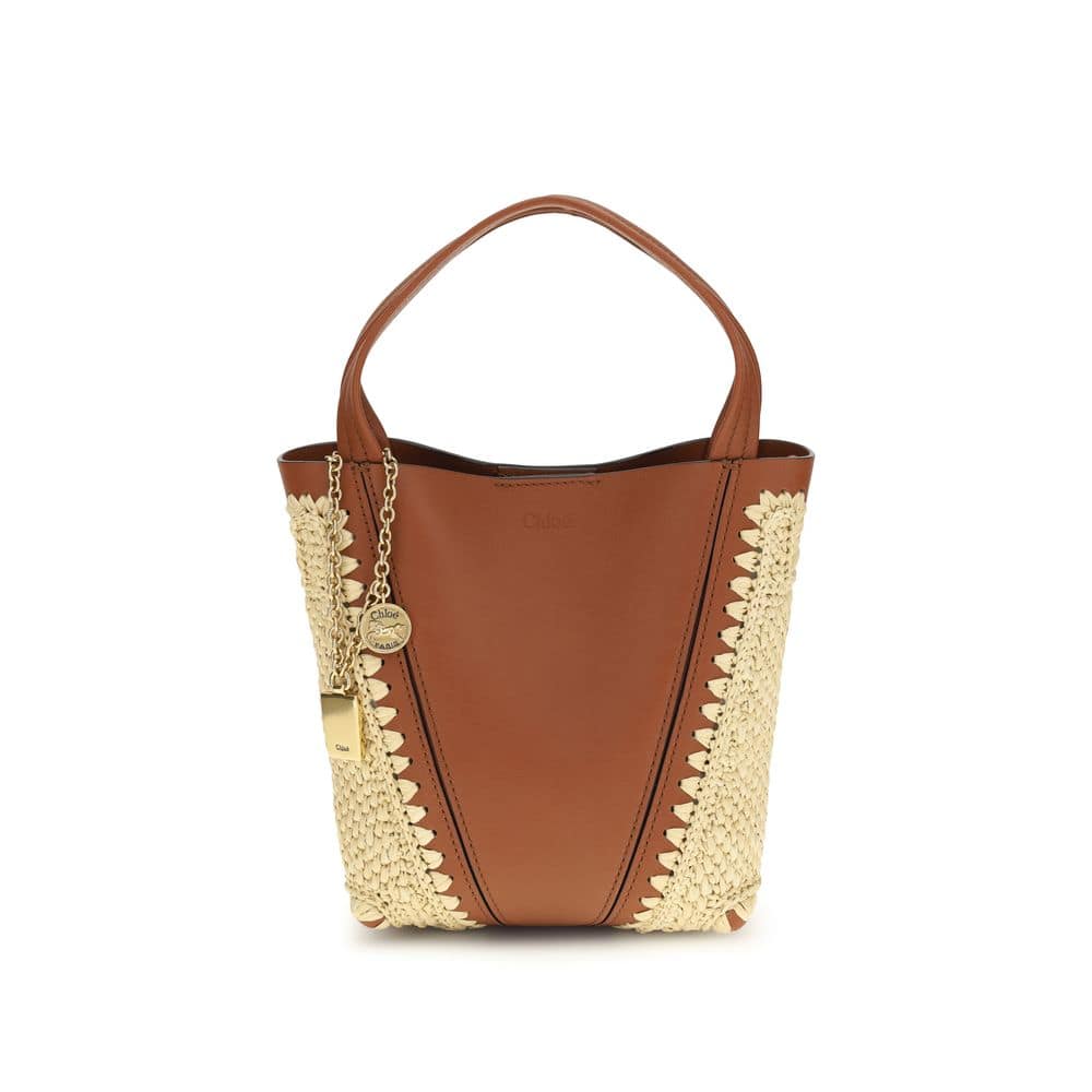 ChloƩ Beige Raffia Shoulder Bag