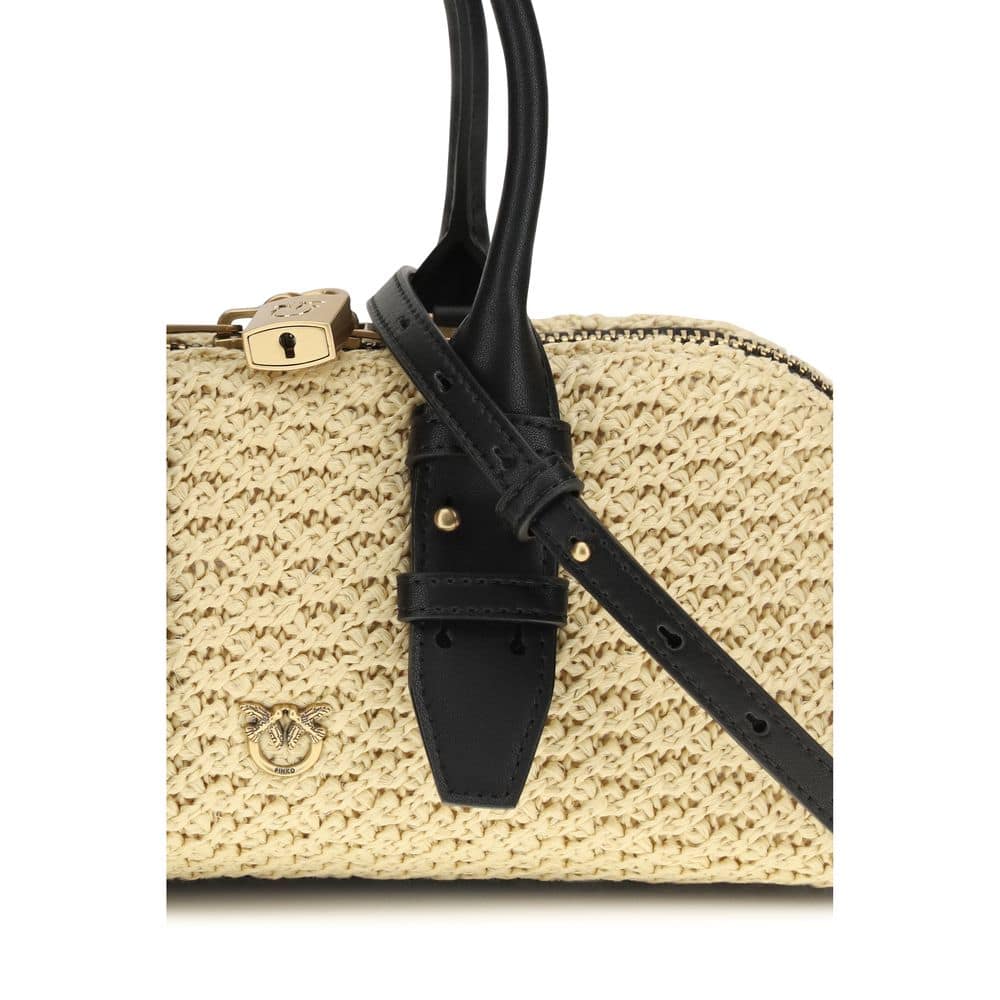 PINKO Beige Raffia Shoulder Bag - Image 4