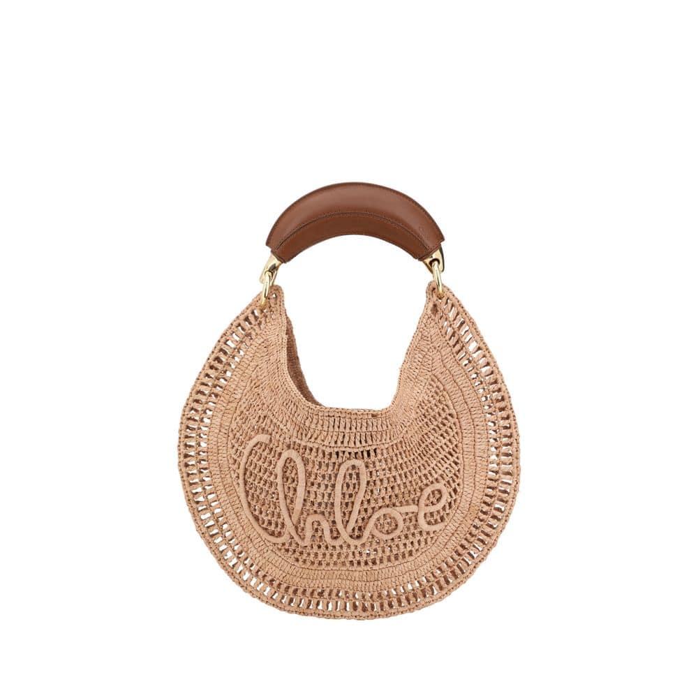 ChloƩ Beige Raffia Shoulder Bag