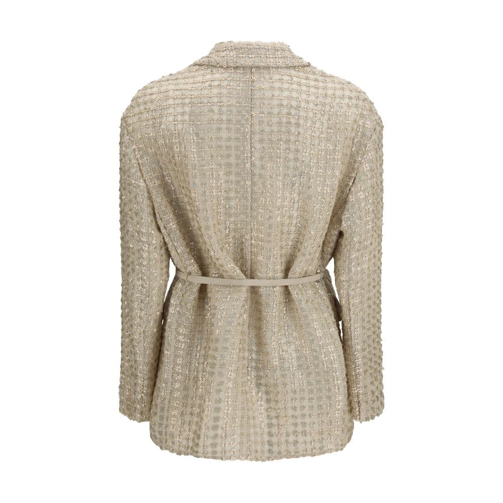 Brunello Cucinelli Beige Silk Coat - Image 2