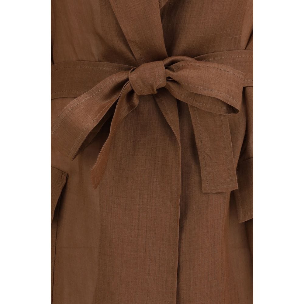 Max Mara Brown Ramie Coat - Image 6