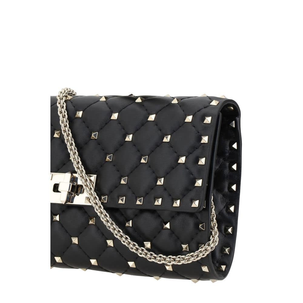 Valentino Garavani Black Calf Leather Bos Taurus Shoulder Bag - Image 4