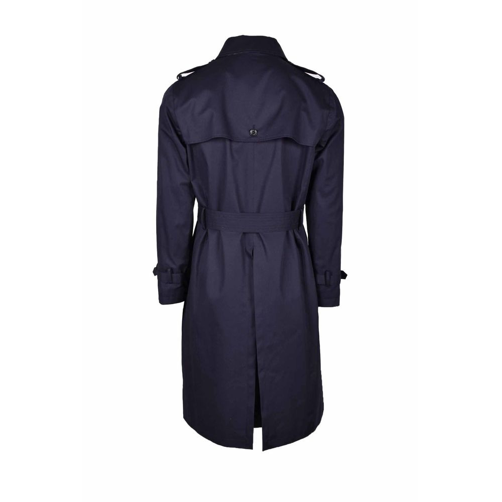 Aquascutum Blue Cotton Men Trench Coat - Image 2