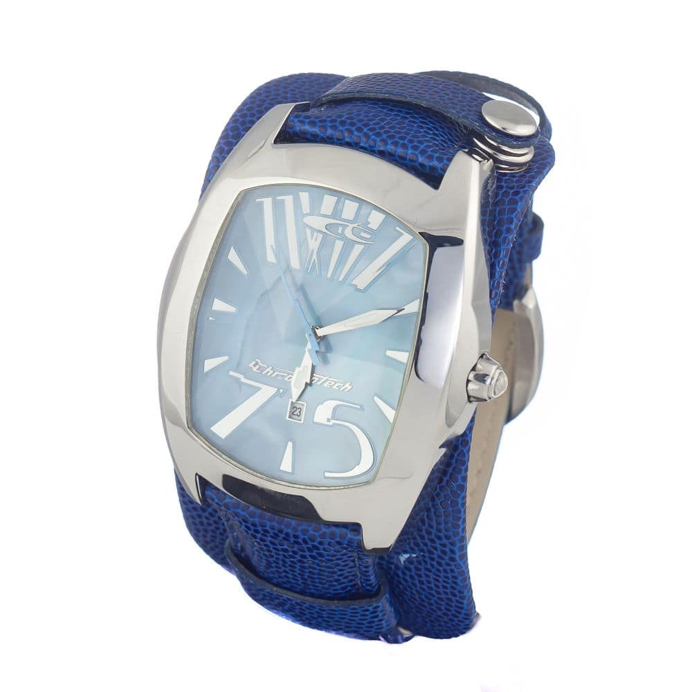 Chronotech Blue Leather Dress Watch