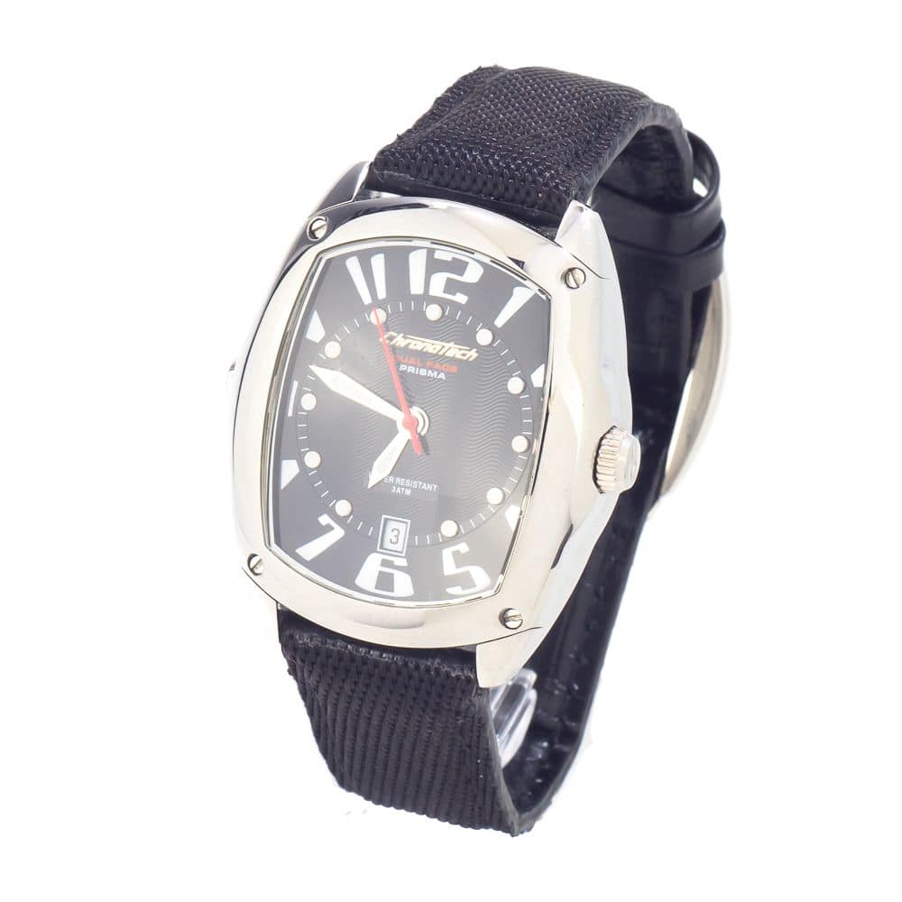 Chronotech Black Leather Dress Watch - Image 2