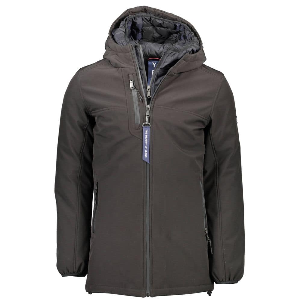 Yes Zee Black Polyester Jackets & Coat