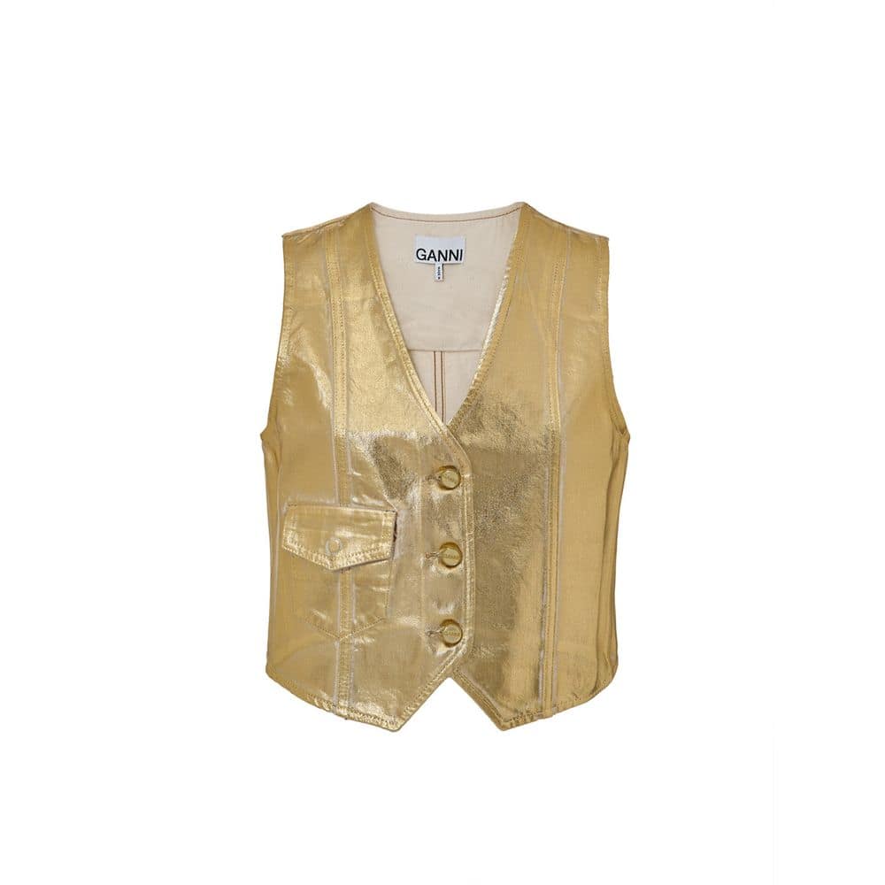 Ganni Gold Cotton Sleveless Jacket