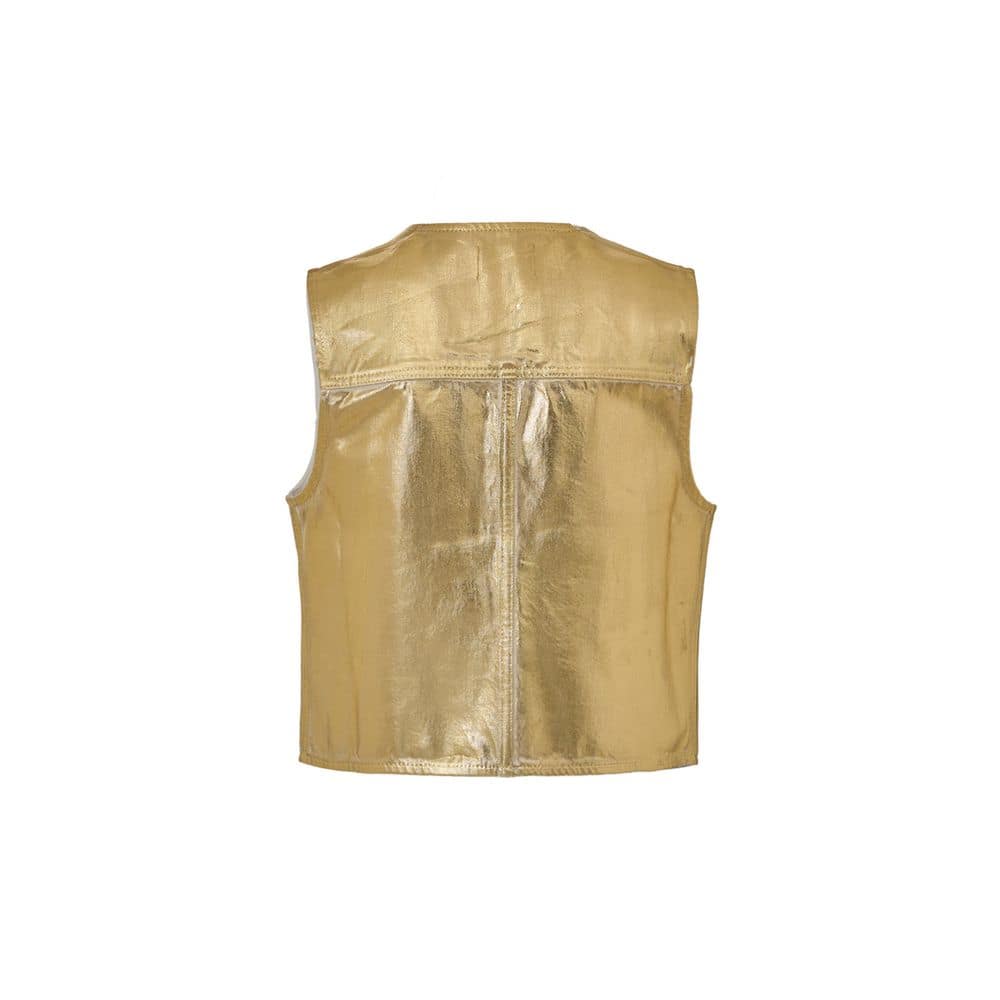 Ganni Gold Cotton Sleveless Jacket - Image 2