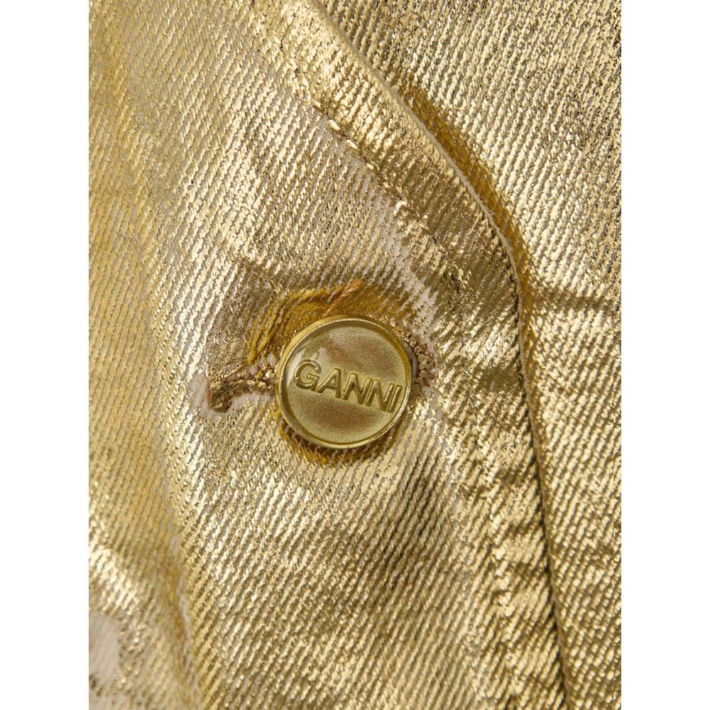 Ganni Gold Cotton Sleveless Jacket - Image 4