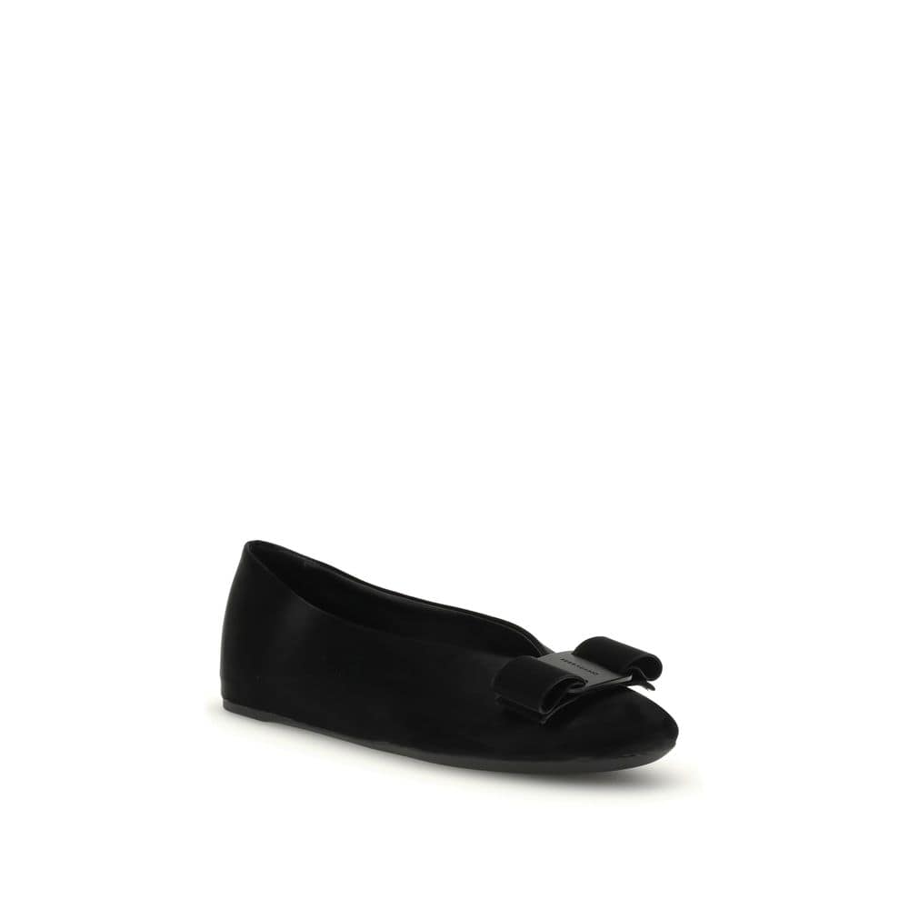 Ferragamo Black Calf Leather Bos Taurus Ballet Flats - Image 2